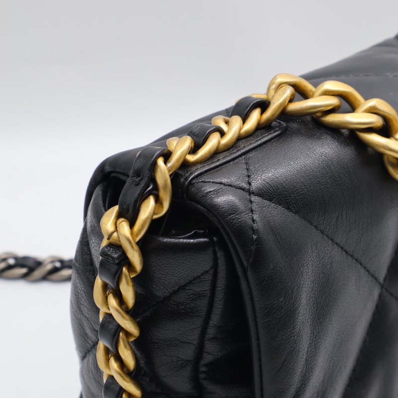 CHANEL 19 Bag 菱格紋羊皮手提肩背包 26 - 黑金30開-6