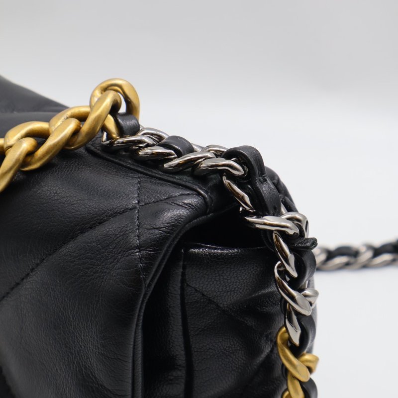 CHANEL 19 Bag 菱格紋羊皮手提肩背包 26 - 黑金30開-7
