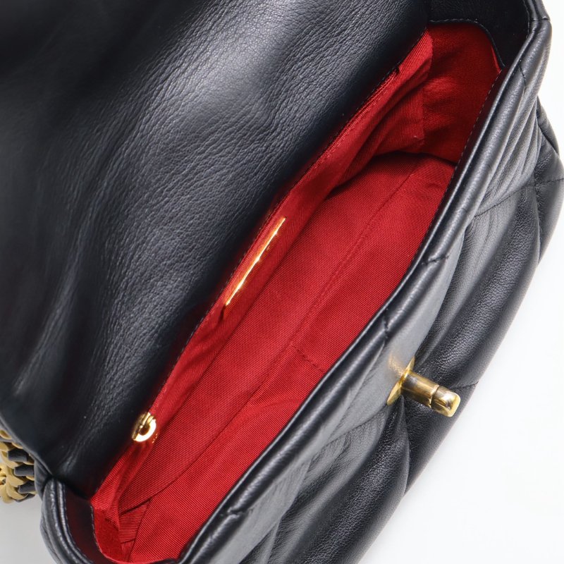 CHANEL 19 Bag 菱格紋羊皮手提肩背包 26 - 黑金30開-8