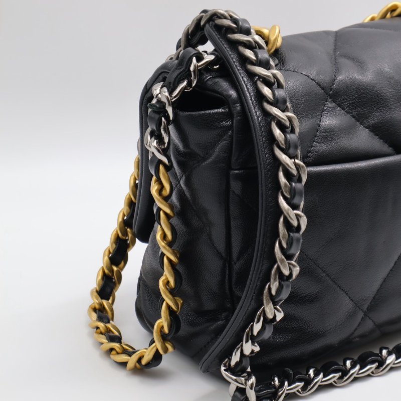 CHANEL 19 Bag 菱格紋羊皮手提肩背包 26 - 黑金30開-15