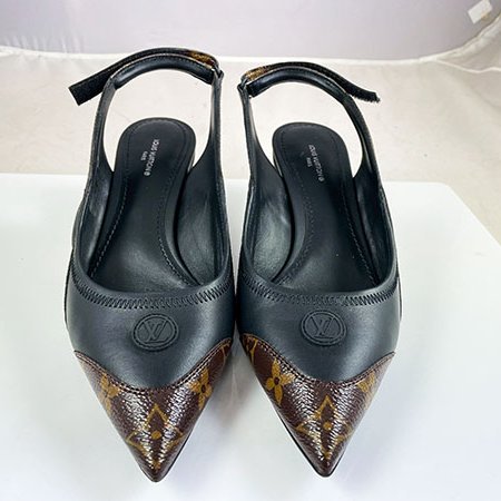 *奢華大道國際精品*【L3384】LV原花拼牛皮 ARCHIGHT 露跟高跟鞋 38號 1AAW7M-1