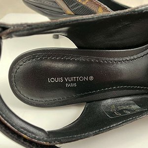 *奢華大道國際精品*【L3384】LV原花拼牛皮 ARCHIGHT 露跟高跟鞋 38號 1AAW7M-7