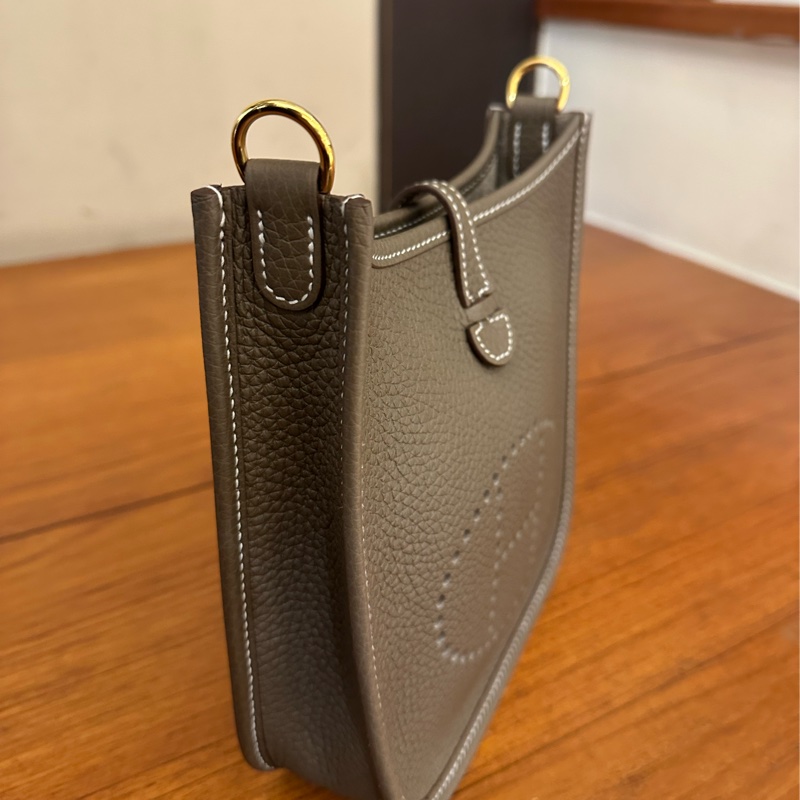 HERMES 大象灰金釦MINI EVELYNE-2