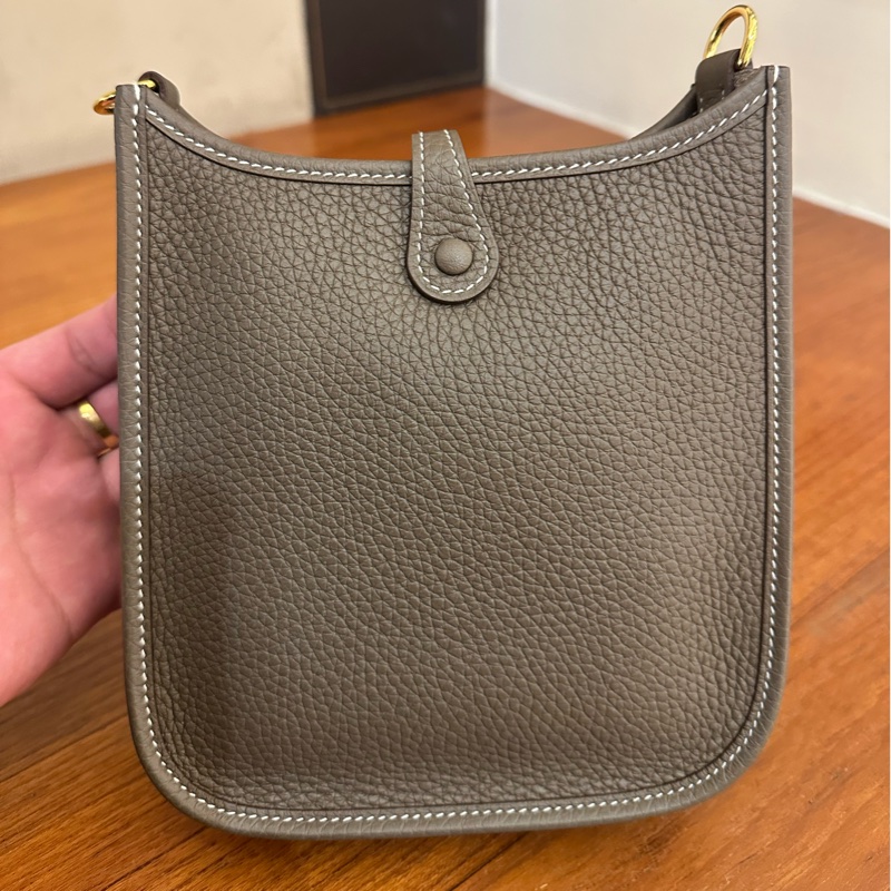 HERMES 大象灰金釦MINI EVELYNE-3