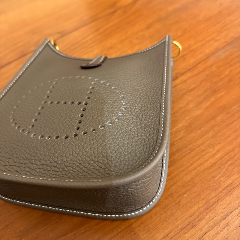 HERMES 大象灰金釦MINI EVELYNE-5