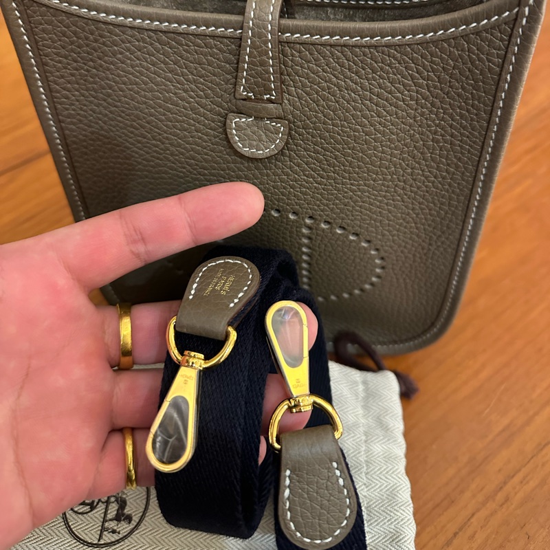 HERMES 大象灰金釦MINI EVELYNE-11
