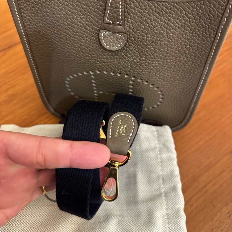 HERMES 大象灰金釦MINI EVELYNE-12