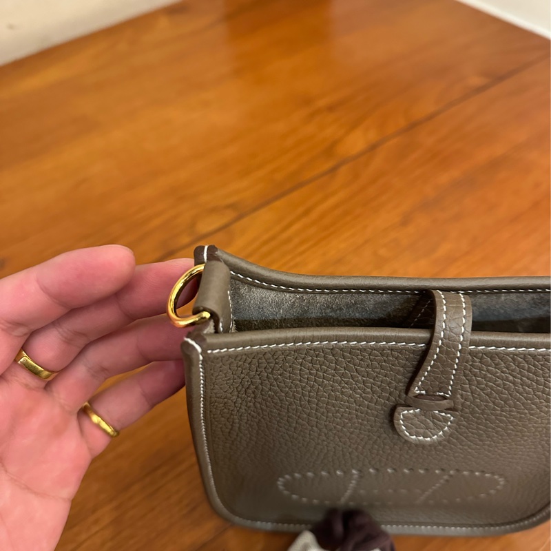 HERMES 大象灰金釦MINI EVELYNE-14