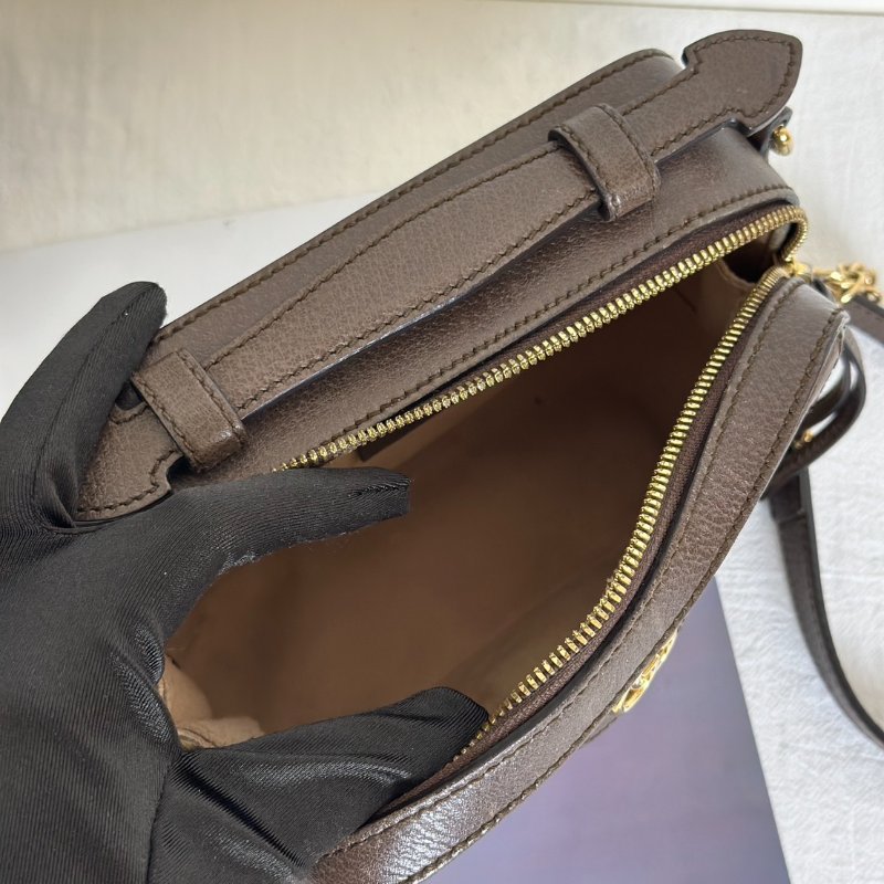 GUCCI 帆布老花綠紅織帶相機包-6