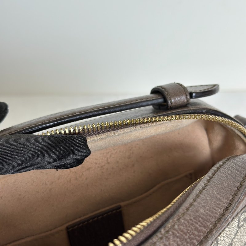 GUCCI 帆布老花綠紅織帶相機包-7