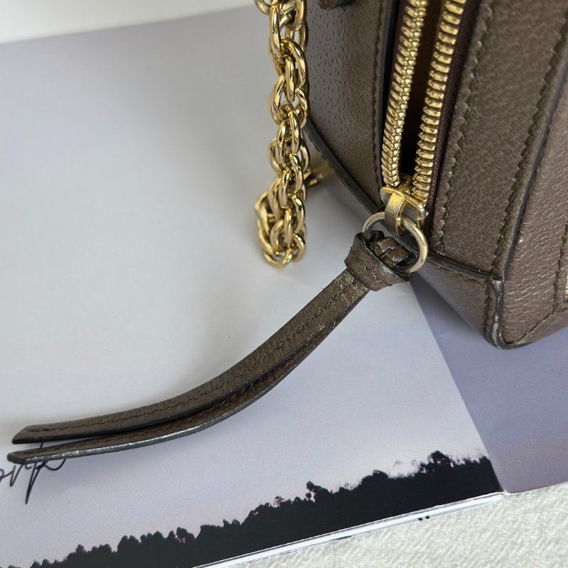 GUCCI 帆布老花綠紅織帶相機包-10