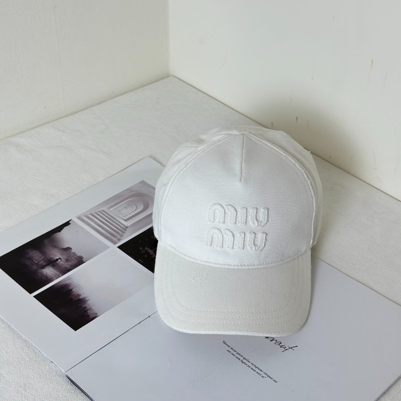 Miu Miu 刺繡休閒棒球帽 - S 白-0