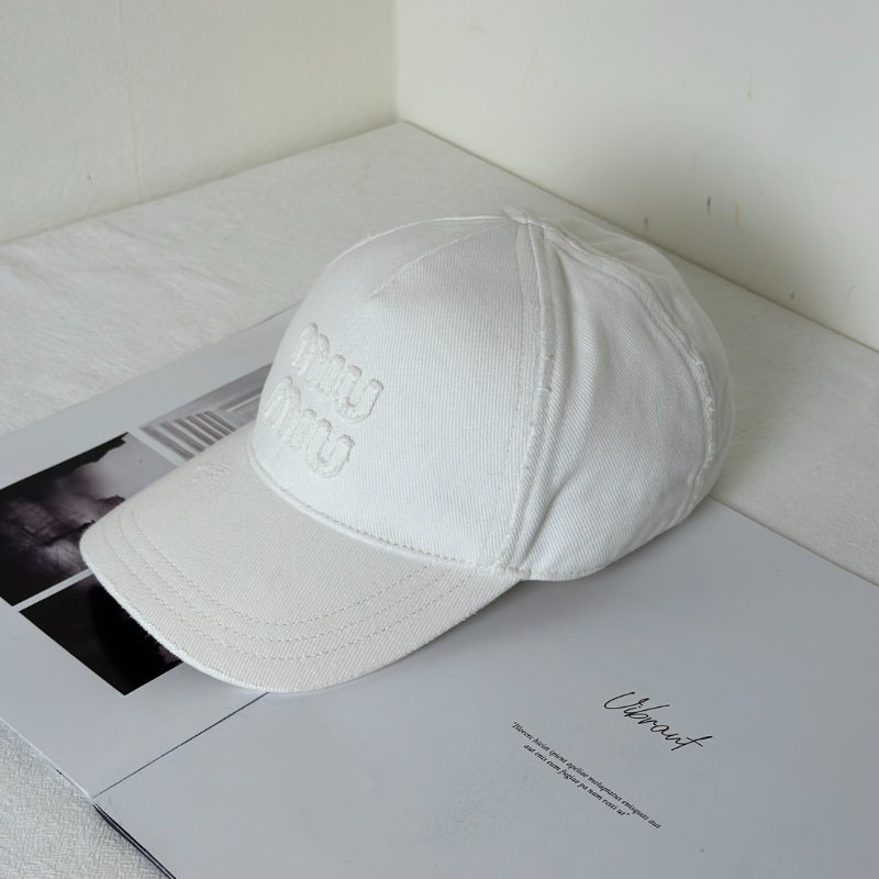 Miu Miu 刺繡休閒棒球帽 - S 白-3