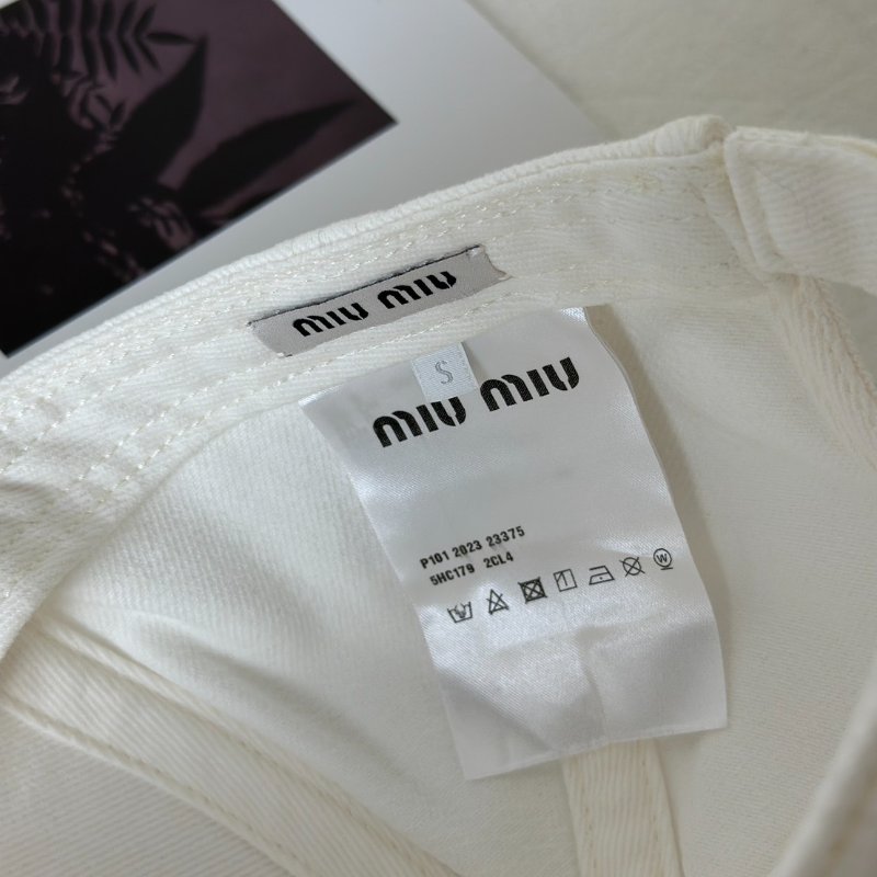 Miu Miu 刺繡休閒棒球帽 - S 白-5