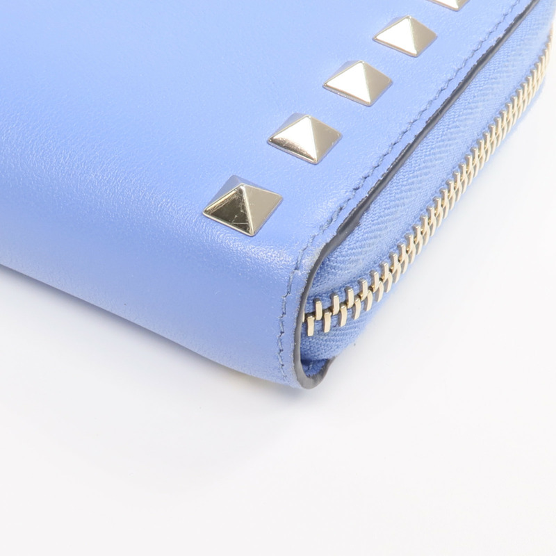 Valentino 牛皮皮革Rockstud Round Long Wallet金扣拉鏈長錢包-8