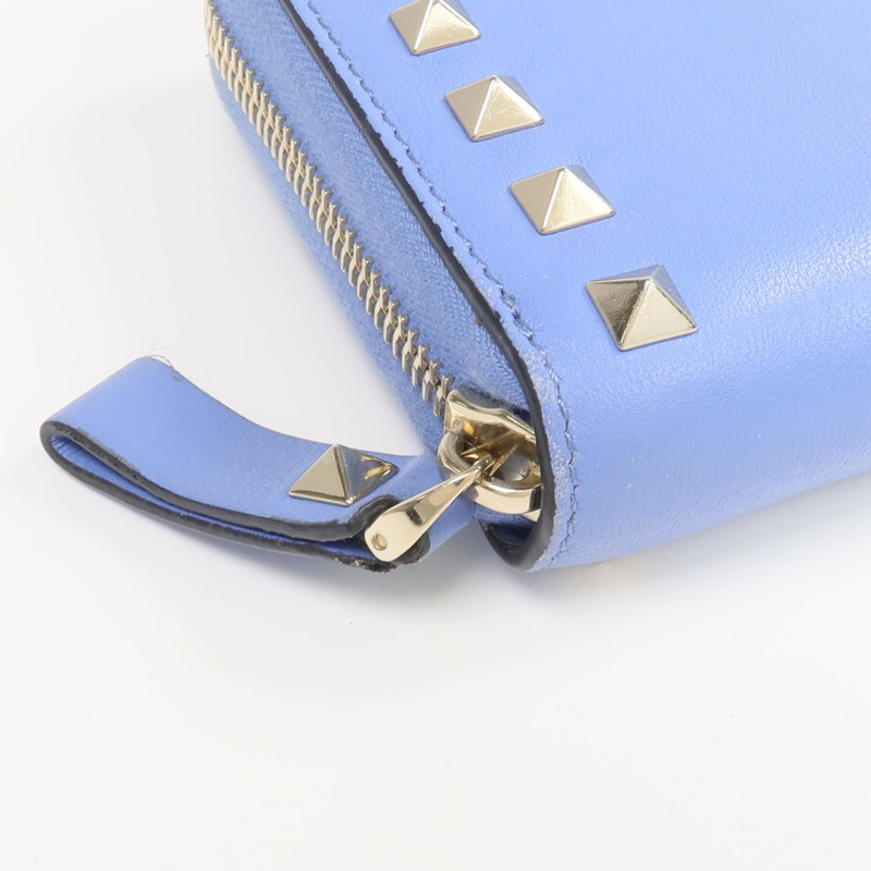 Valentino 牛皮皮革Rockstud Round Long Wallet金扣拉鏈長錢包-9