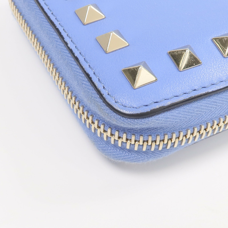 Valentino 牛皮皮革Rockstud Round Long Wallet金扣拉鏈長錢包-10