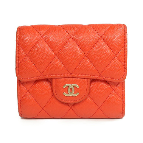 CHANEL 牛皮皮革Wallet金扣錢包