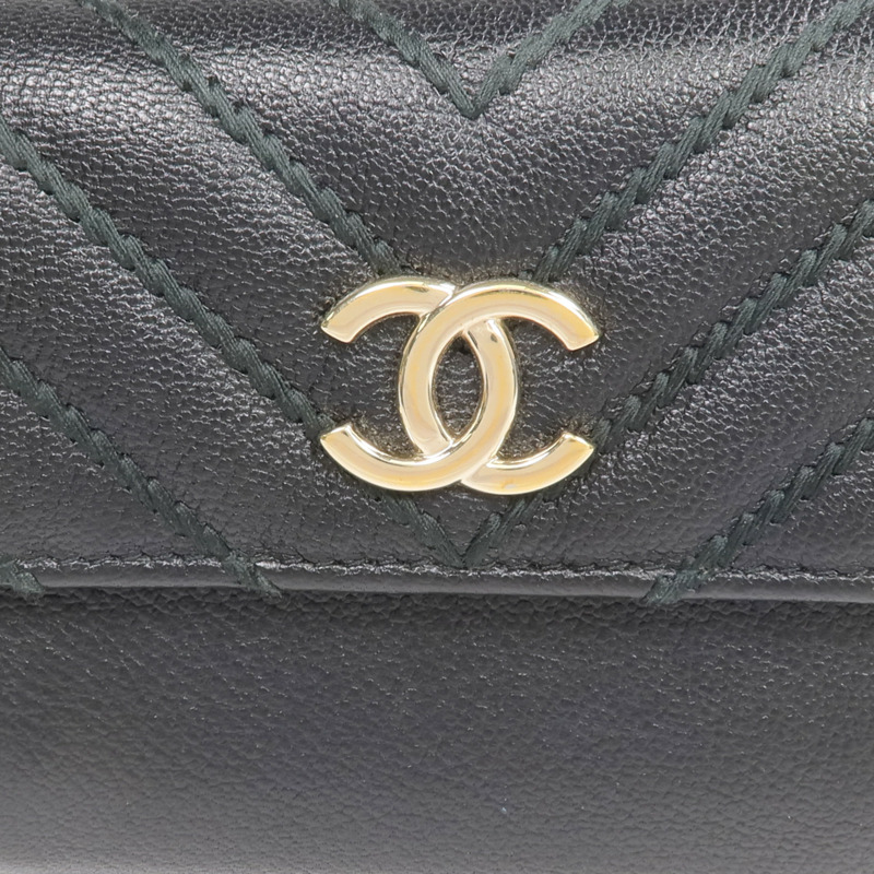 CHANEL 牛皮皮革Wallet金扣錢包-6