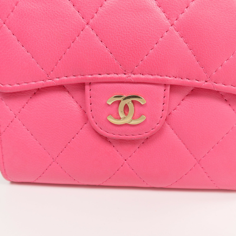 CHANEL 羊皮皮革Wallet金扣錢包-7