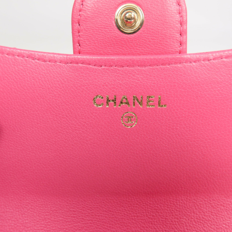CHANEL 羊皮皮革Wallet金扣錢包-8
