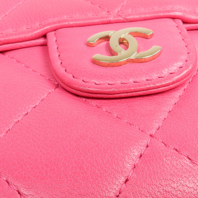 CHANEL 羊皮皮革Wallet金扣錢包-16