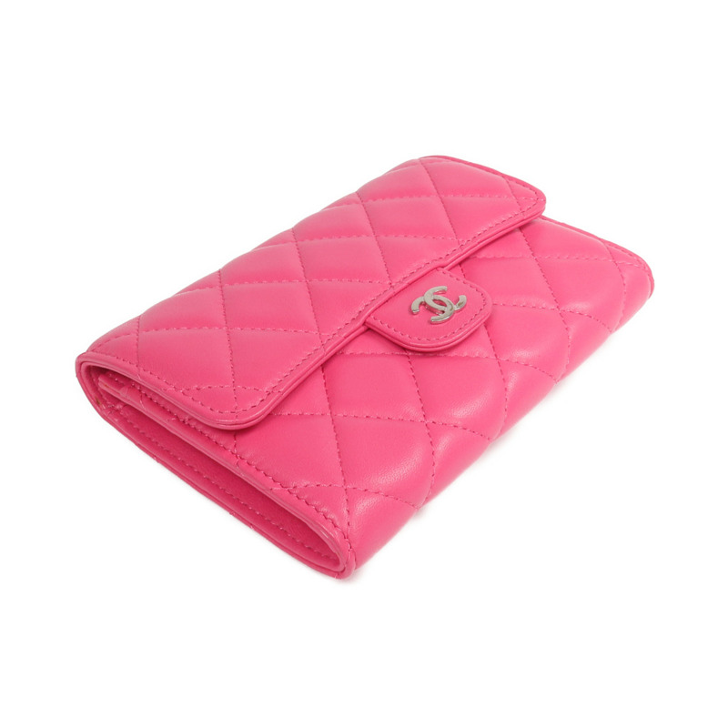 CHANEL 羊皮皮革Wallet金扣長錢包-3