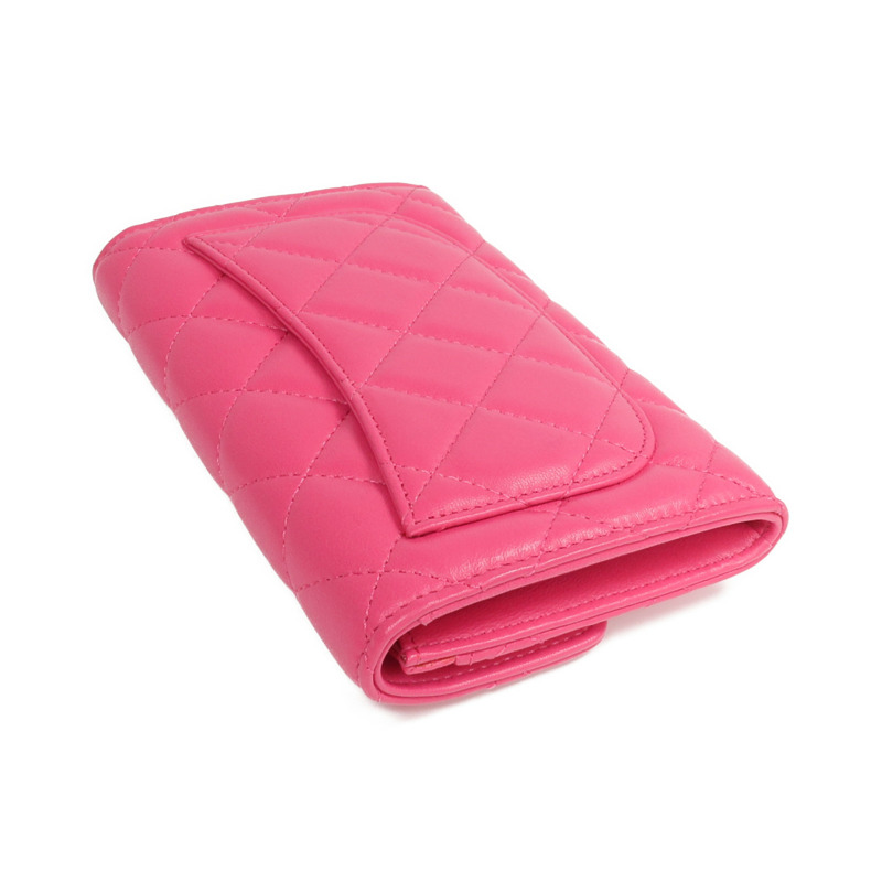 CHANEL 羊皮皮革Wallet金扣長錢包-4