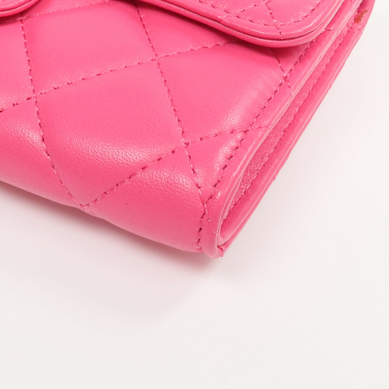 CHANEL 羊皮皮革Wallet金扣長錢包-6