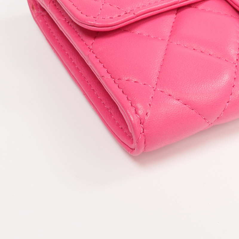 CHANEL 羊皮皮革Wallet金扣長錢包-7