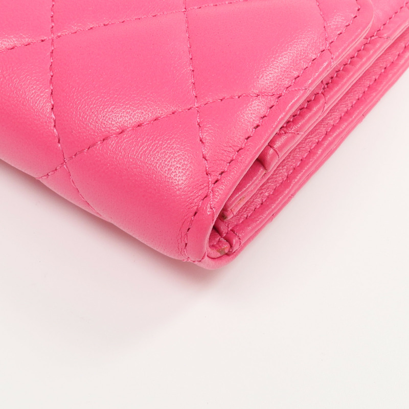 CHANEL 羊皮皮革Wallet金扣長錢包-9