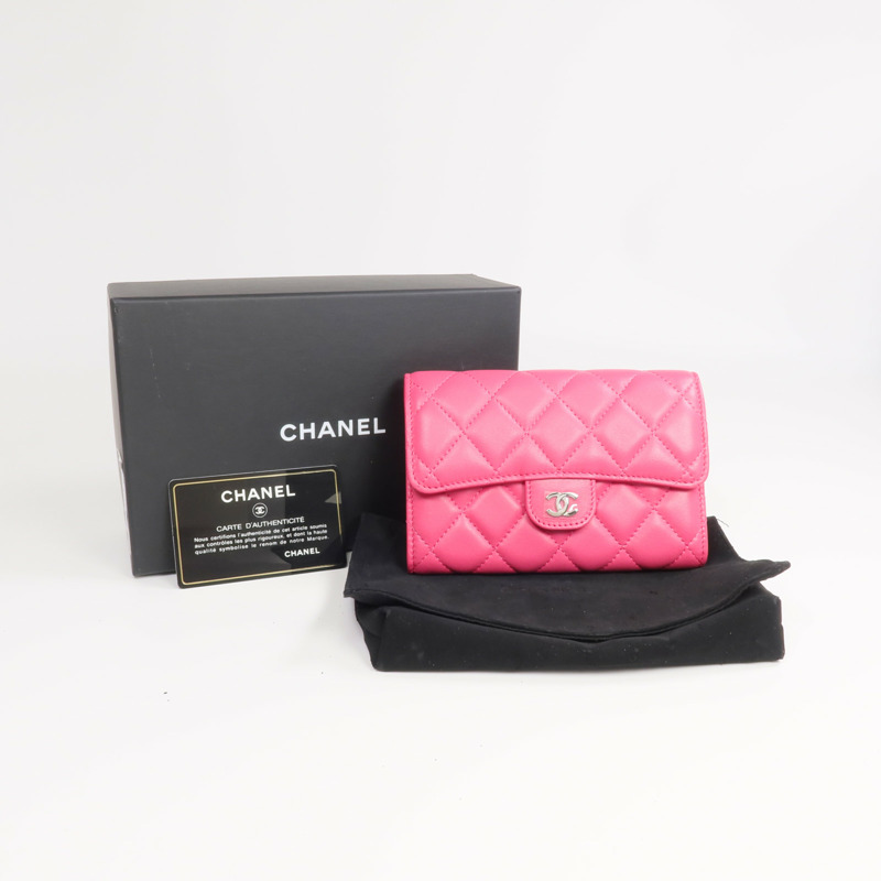 CHANEL 羊皮皮革Wallet金扣長錢包-17