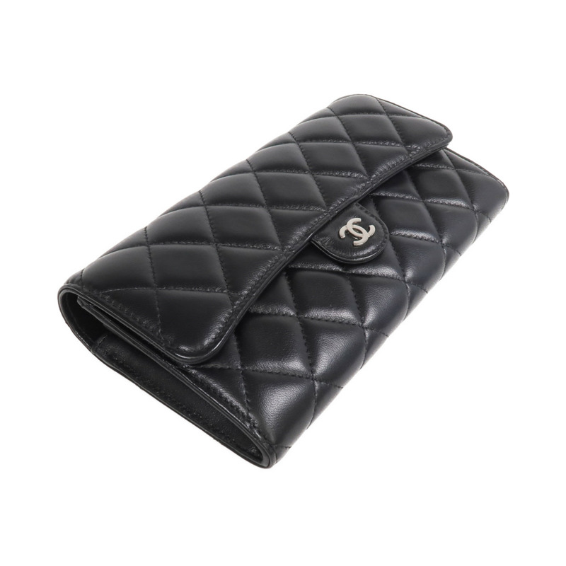 CHANEL 羊皮皮革Long Wallet銀扣長錢包-3