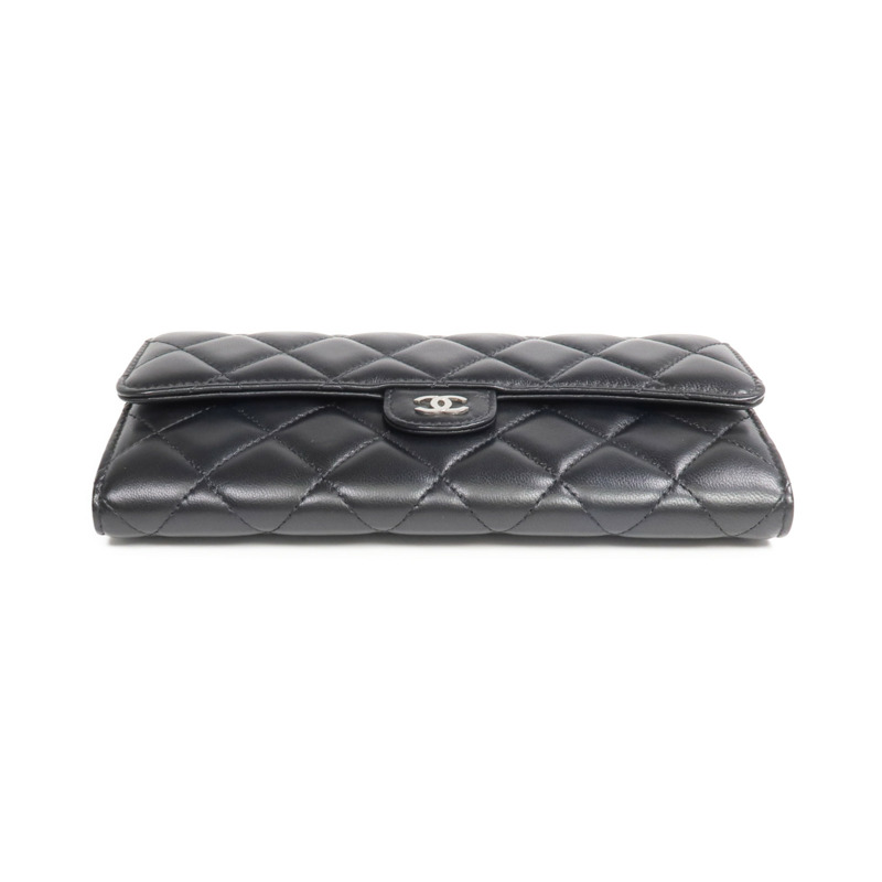 CHANEL 羊皮皮革Long Wallet銀扣長錢包-5