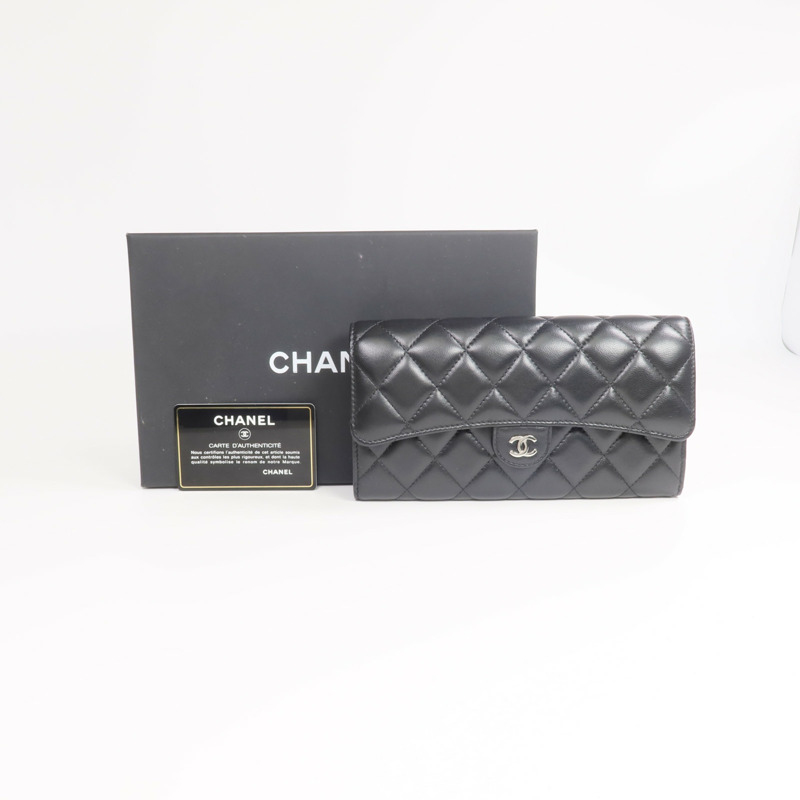 CHANEL 羊皮皮革Long Wallet銀扣長錢包-15