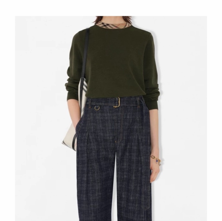 Burberry 女士 格紋裝飾毛衣XS S M L碼-3