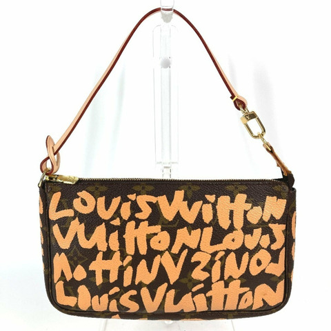 路易威登 M92193 Monogram Graffiti Pochette Accessoires 手提包/單肩包，配件包，帆布，女士，橙色