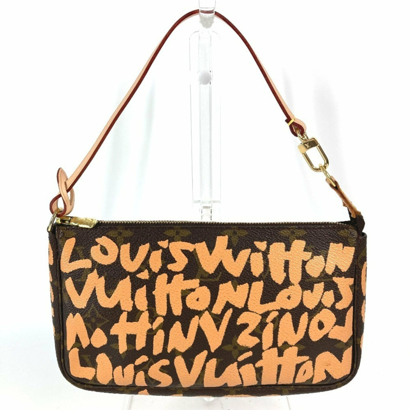 路易威登 M92193 Monogram Graffiti Pochette Accessoires 手提包/單肩包，配件包，帆布，女士，橙色-0