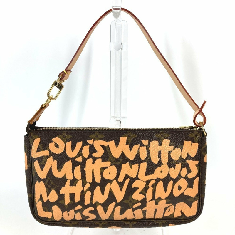 路易威登 M92193 Monogram Graffiti Pochette Accessoires 手提包/單肩包，配件包，帆布，女士，橙色-1