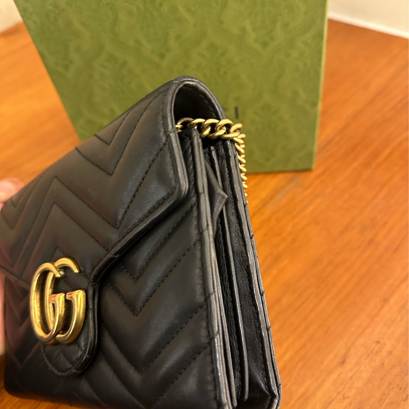 GUCCI 黑MARMONT三層WOC鏈包-2