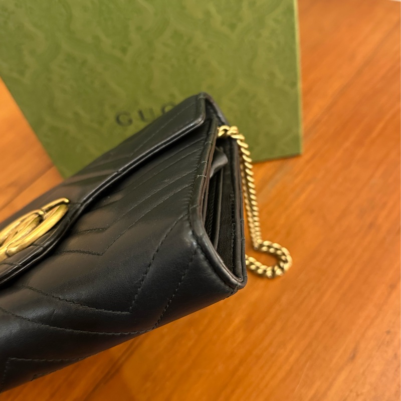 GUCCI 黑MARMONT三層WOC鏈包-3