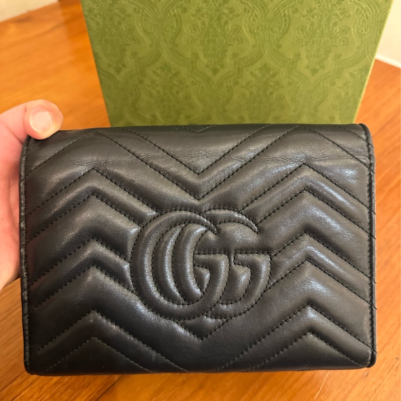 GUCCI 黑MARMONT三層WOC鏈包-4