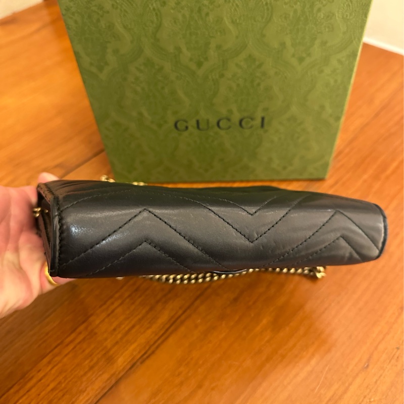 GUCCI 黑MARMONT三層WOC鏈包-6