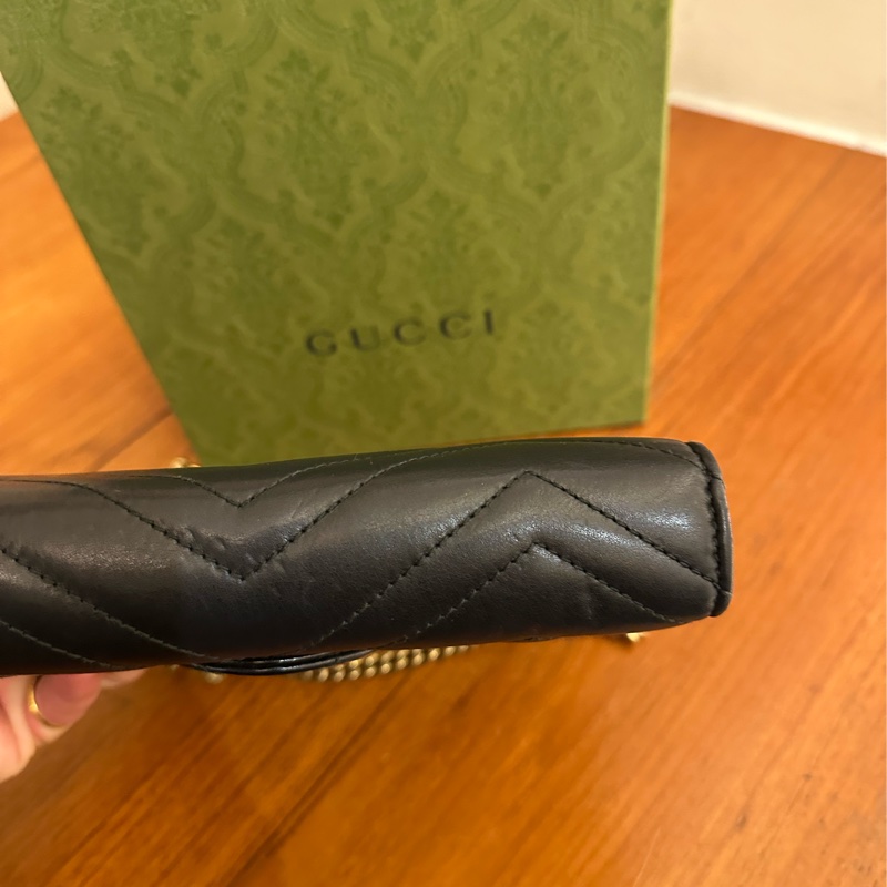 GUCCI 黑MARMONT三層WOC鏈包-7