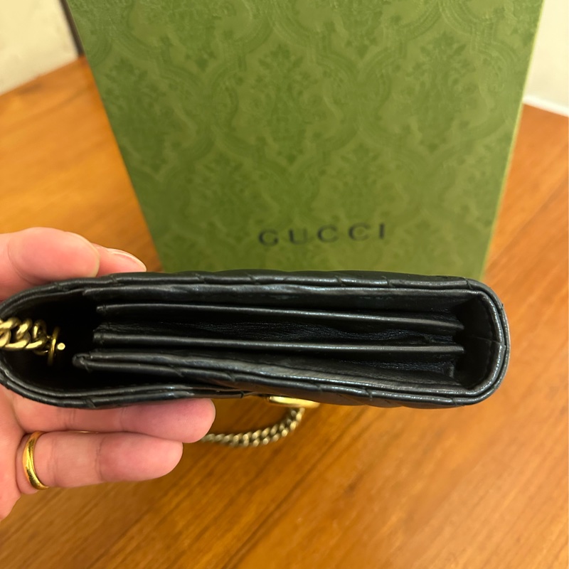 GUCCI 黑MARMONT三層WOC鏈包-9