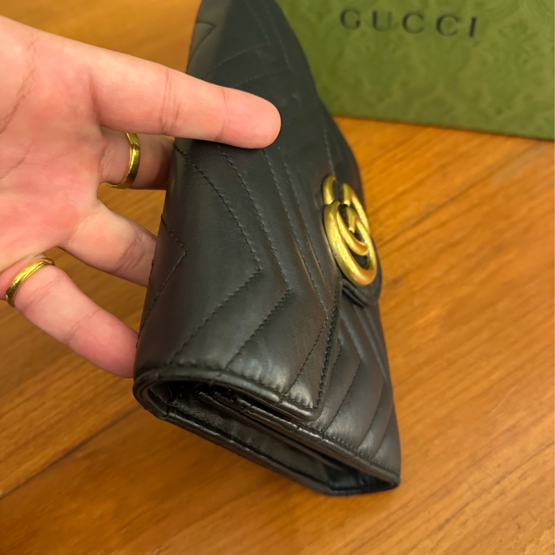 GUCCI 黑MARMONT三層WOC鏈包-11