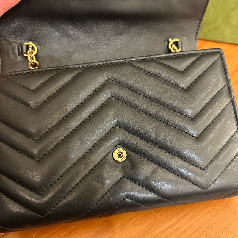 GUCCI 黑MARMONT三層WOC鏈包-12