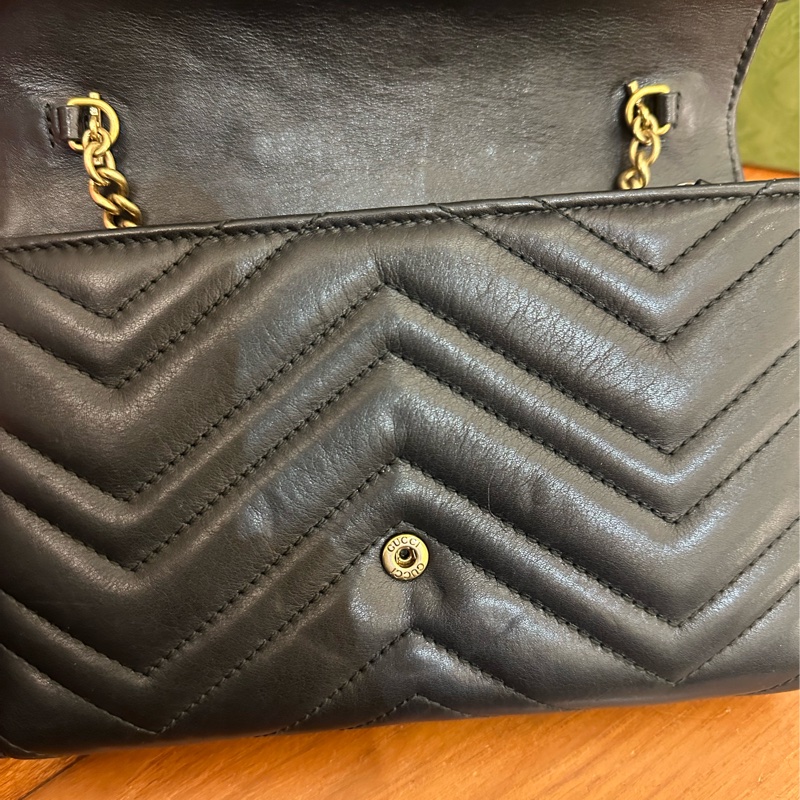 GUCCI 黑MARMONT三層WOC鏈包-13