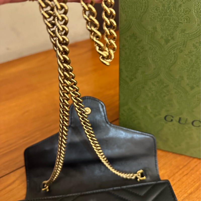 GUCCI 黑MARMONT三層WOC鏈包-14