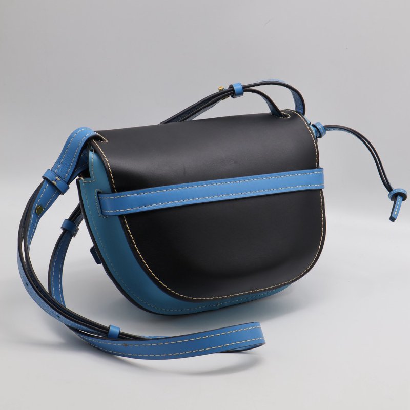 LOEWE Gate馬鞍包 - 中號水藍拚黑-3